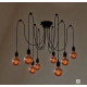 Loft chandelier pauc spider1,8M E27 10 output metal black PVC