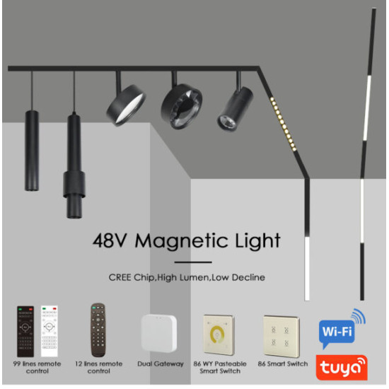 Linear magnetic spot Opal 48V 20W 26MM 4000K 600mm black CRI90 Chip Osram