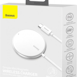 Incarcator Baseus Baseus Simple Mini Magnetic Wireless Charger White