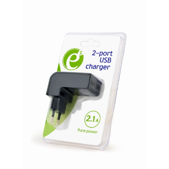 Incarcator USB universal Energenie cu 2 porturi, 2,1 A, negru