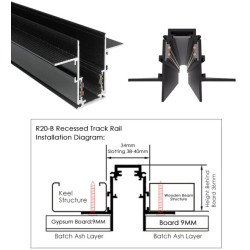 Recessed magnetic track rail 26mm 1M 48V black