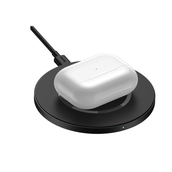 Baseus simple wireless charger with magnet, 15W, supports QC & PD charging, USB-C, Black